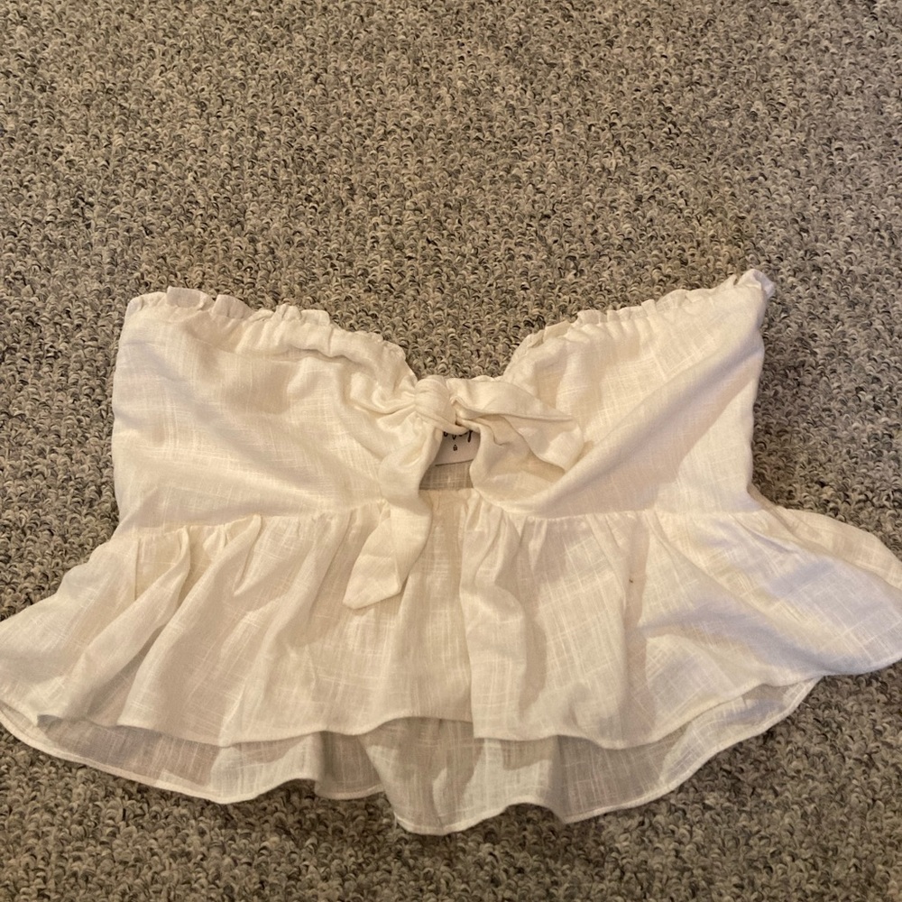 Princess Polly white tie front tube top